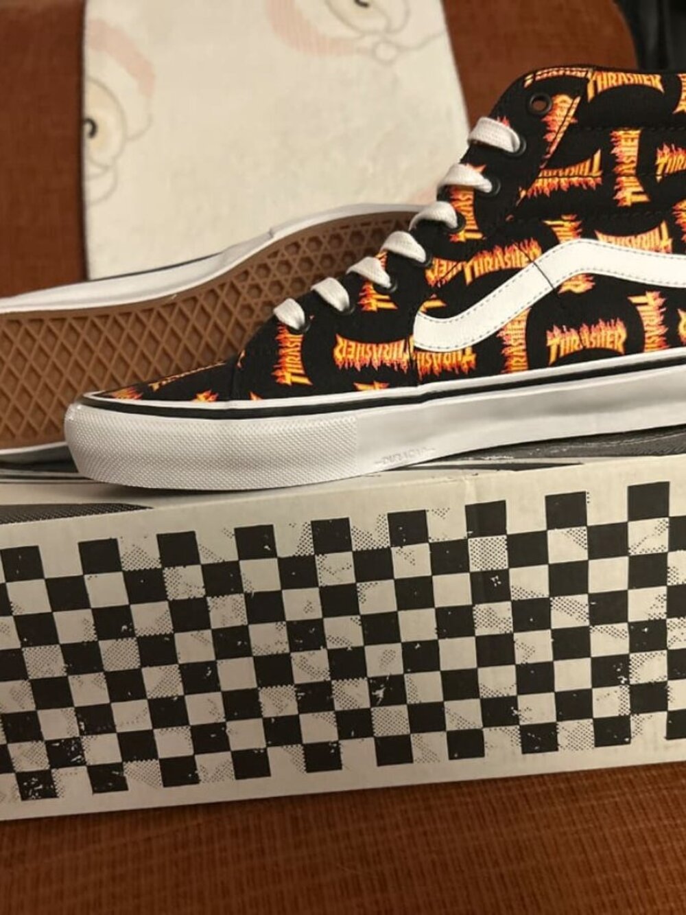 Vans Skate Sk8-Hi (Thrasher) Thrasher Black/Multi (Flame Logo) Size 10.5 MN (UK… - Picture 3 of 4